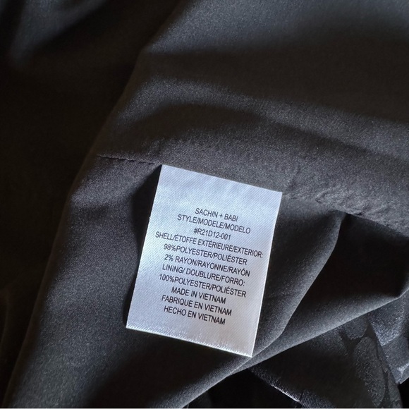 Sachin & Babi Black Puff Sleeve Ruffle Front Belted Rylee Midi Dress | 6 - Picture 9 of 9